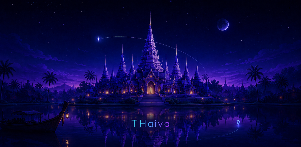 THaiva visual with a Thai temple at night